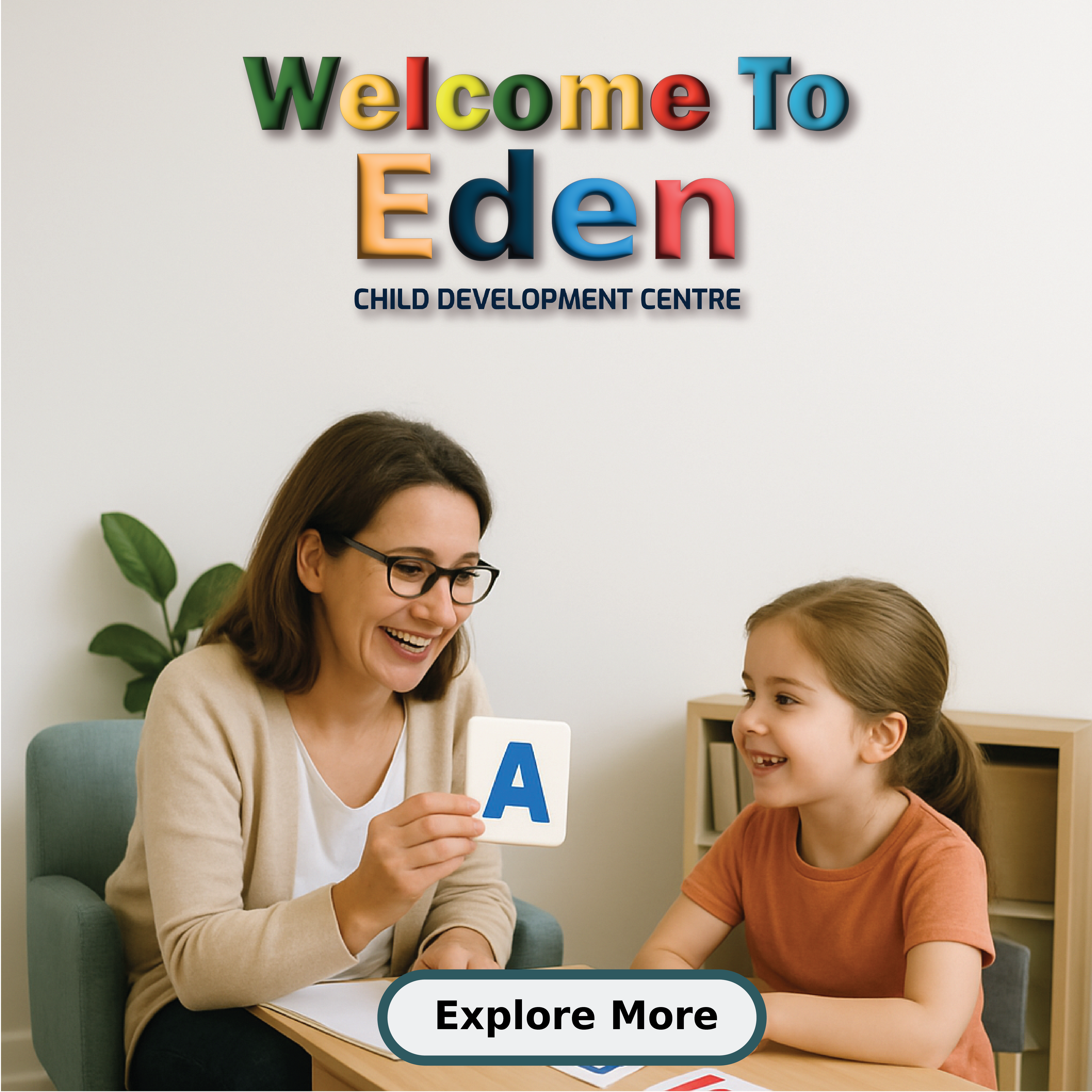 Teacher working with child at Eden Child Development Centre